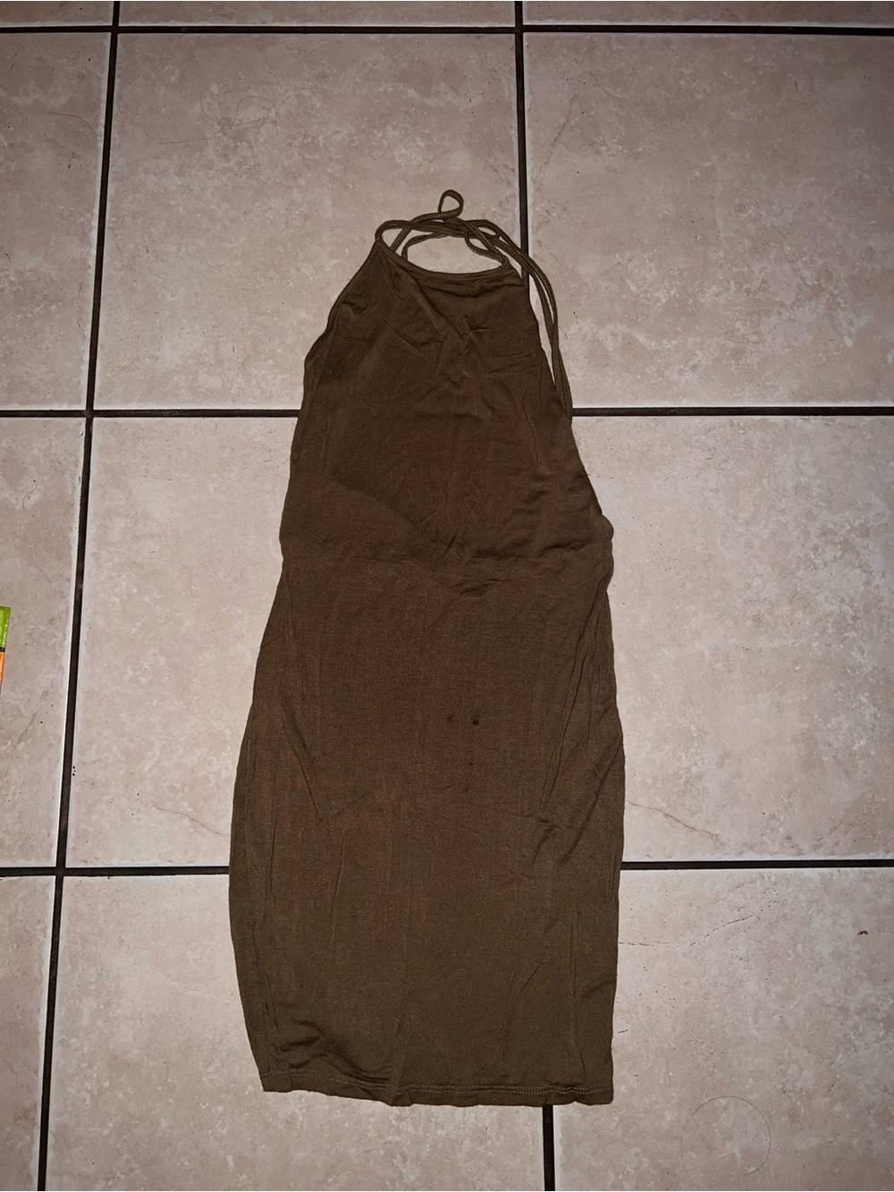 The Classic Olive Green Halter Open Back Midi Dress